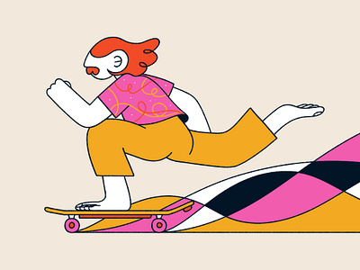 Skate Flower Power 60s animation character illustration flower power fun photoshop posing procreate skate skateboarding