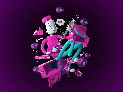 "Rock and Roll" 3d interpretation 3d 3d illustration 3d interpretation 3dart 3dillustration blender character illustration render