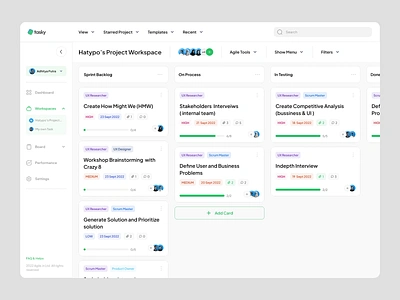 Tasky - Project Management Dashboard Animation agile animation clean dashboard dashboard design dashboard ui design manager product product design project project dashboard project management task dashboard task management task manager team team manager ui