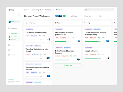 Tasky - Project Management Dashboard Animation agile animation clean dashboard dashboard design dashboard ui design manager product product design project project dashboard project management task dashboard task management task manager team team manager ui