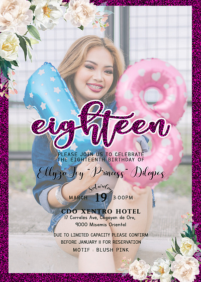 Ellyza 18th Debut Invitation Card
