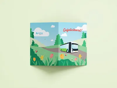 'Happy Birthday' Greeting Card brand designer bus flowers graphic design greeting card illustration keukenhof spring stationary tulips
