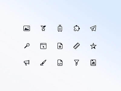 Icons for ortto clean favorite funnel icon iconography iconset image key mail medal pen product design puzzle send trolley