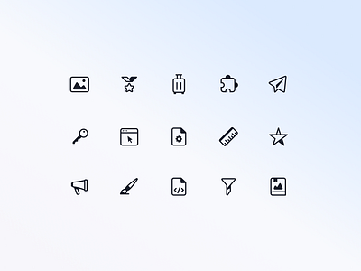 Icons for ortto clean favorite funnel icon iconography iconset image key mail medal pen product design puzzle send trolley