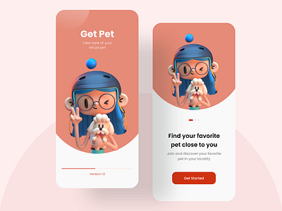 Onboarding - Mobile App UI android app app app design cat clean design dog dog illustration illustration interface minimal mobile onboarding onboarding app pet app pet care ui ux
