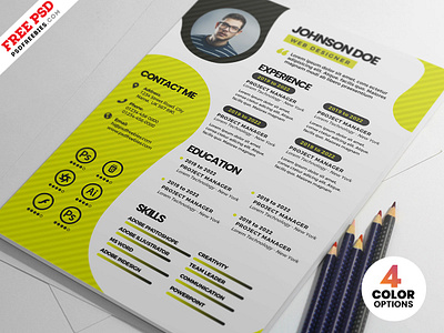 Personal Portfolio Resume PSD Template creative design creative resume cv template design designer cv designer resume free psd graphic design job cv photoshop psd psd free psd template resume
