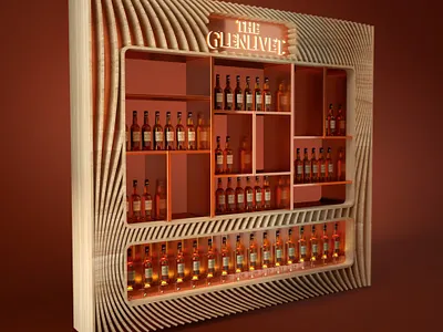 Glenlivet wooden stand branding design glenlivet graphic design horeca pos posm product design stand