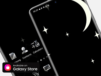 Minimal Moonlight Theme black design dream graphic design illustration minimal moon moonlight samsung simple stars ui wallpaper