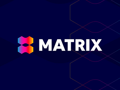 Matrix Logo for blockchain Technology block blockchain branding colorful crypto currency design geometric isometric logo logodesign meta metaverse modern logo network polygon software symbol tech technology