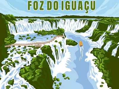 Waterfall animals branding cachoeira design forest foz do iguaçu férias graphic design illustration jungle matas product design south america vacation water waterfall