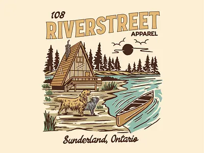 RIVER STREET apparel branding cabin clothing design dog graphic design hiking illustration illustrator lettering logo outdoor type typography vector vintage