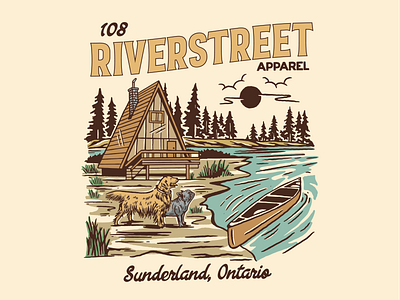 RIVER STREET apparel branding cabin clothing design dog graphic design hiking illustration illustrator lettering logo outdoor type typography vector vintage