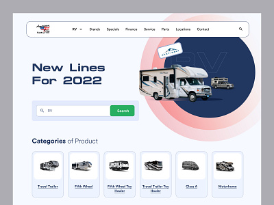 RV Website Design - UI #1 car landing page class a website design fifth wheel website hauler lan landing page rv rv landing page design rv website design travel trailer website ui