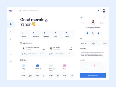 👨⚕️ CareMe Web App app design booking boro clean concept dashboard design doctor appointment ehr files health interface medical profile sidebar ui ux webapp