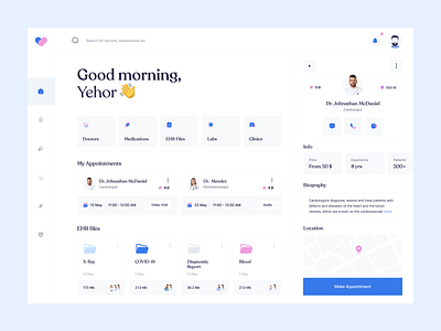 👨‍⚕️ CareMe Web App app design booking boro clean concept dashboard design doctor appointment ehr files health interface medical profile sidebar ui ux webapp