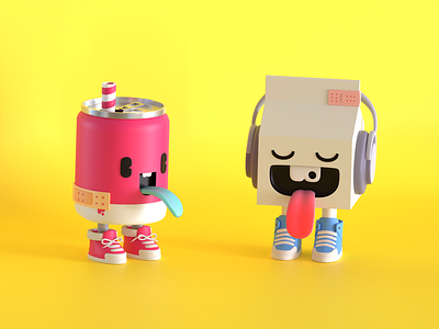 Drinky Milky 3d 3d model aid band animation art blender bottle branding cycles design drink fantasy food headphone illustration logo milk pastel sneaker tongue