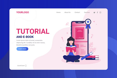 Free Tutorial and E-book - Landing Page app branding database database developer design developer e book education graphic design illustration landing landing page login page online education tutorial ui ui design ux ux design website