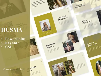 Husma PowerPoint Template aestetic fasshion googleslide graphic design keynote modern powepoint powerpoint design women