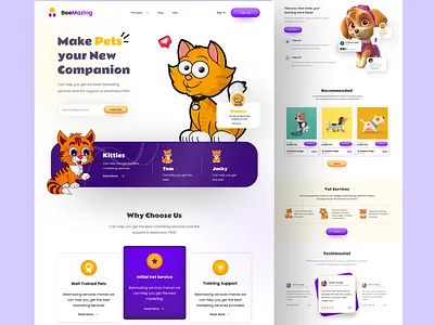 Pet Adoption Website Design creative website design illustration landing page pet adoption product typography ui ux web website