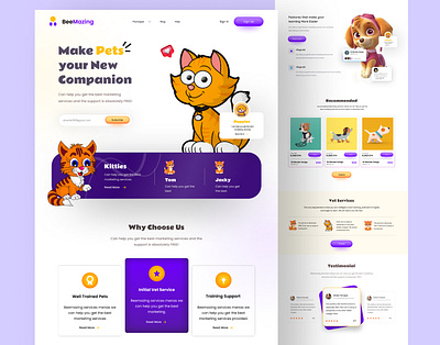 Pet Adoption Website Design creative website design illustration landing page pet adoption product typography ui ux web website