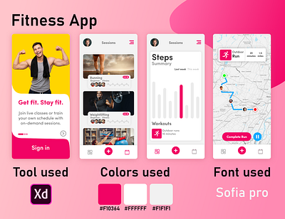 Fitness app adobexd graphic design prototype ui xd