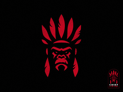 Chief angry animal ape branding chief fitness gorilla indian king kong logo mascot monkey predator serious sport strong team tribe vector