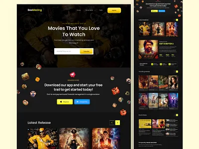 Movie Streaming Website Design best designer branding design landing page movie website typography ui ux web website