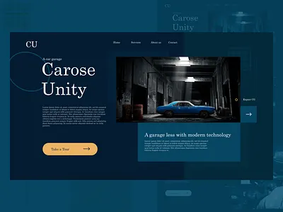Car Garage UI - Carose Unity adobexd appdesign behance car garage color dailyu dribbblers figma goldencanon graphicdesignui grid inspirationseed madewithfigma moderndesign trendingui uidesign userexpereince userexperience userinterface webui
