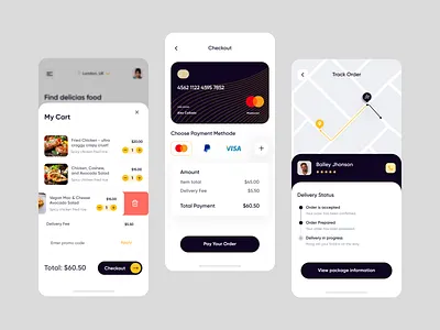 Food Delivery App Concept android app design app courier delivery app delivery product delivery service design fast food food and drink food app food app design food delivery application food order food shop grocery store app mobile app design mobile food app mobile ui snacks ordering application sushi mobile app