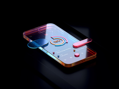 Organaizer app UI explainer 3d app application c4d cinema4d colorful composition dark data design glass illustration infographic iphone mobile motiondesign render statistics ui ux