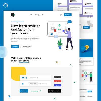 Video Services Website UI UX landing Page Design - Vizie branding design landing page landing page design ui ux uxdesign uxui video video services video services website video to pdf website video website webdesign website