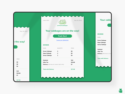 Daily UI 017 - Email Receipt cabbage daily ui dailyui dailyui challenge dailyui017 dailyuichallenge design email receipt email receipt ui email ui green product design ui ui design ux ux design