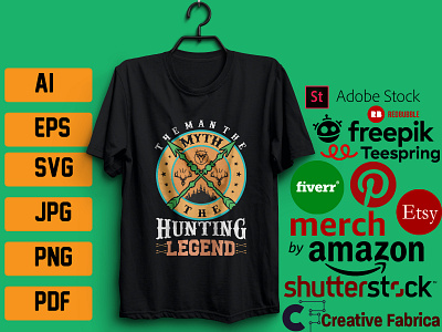 THE MAN THE NYTH HUNTING LEGEND T-SHIRT DESIGN label
