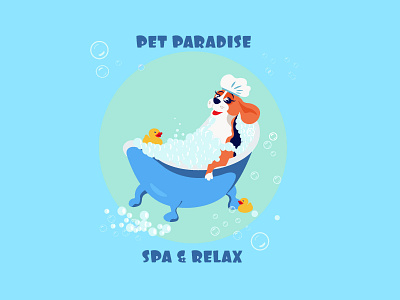 Character illustration for grooming salon bath character design dog grooming illustration salon