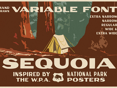 Sequoia Variable Font camp camping design font handlettered handlettering national forest national park outdoor outdoors retro sequoia typography variable