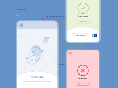shoppin three phases app error error404 failed faliure shopping success ui