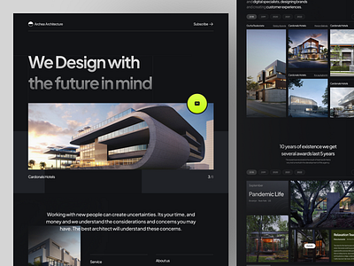 Archea - Architecture Agency Landing Page agencies agency architectural architecture companies company company profile design dribbble freelance landing page layout minimalist modern property studio swish ui uiux website