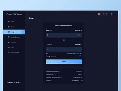 Blockchain - Knot swap UI blockchain crypto cryptocurrency defi defi protocol dex swap web3