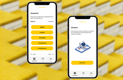 Home Buying App app brand identity real estate app yellow ui