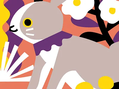 Rabbit and Plants animals illustration rabbit