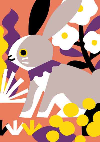 Rabbit and Plants animals illustration rabbit