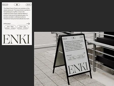 ENKI - SIGNAGE DESIGN brand identity cafe design design design studio designer graphic design identity illustration minimal design modern design poster poster design print signage type typography ui ui design ux vector