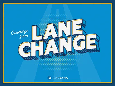 Carvana Lane Change Card card change lane postcard retro script type vector vintage