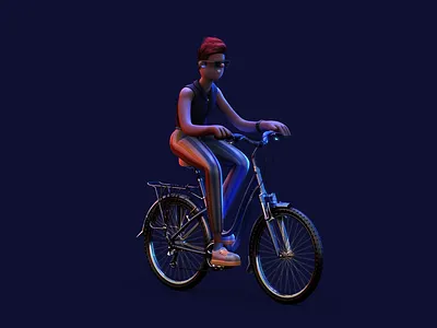 Bike girl 3d 3d model animation art bike branding c4d character cinema4d design graphic design illustration loop material model 3d motion graphics render texture