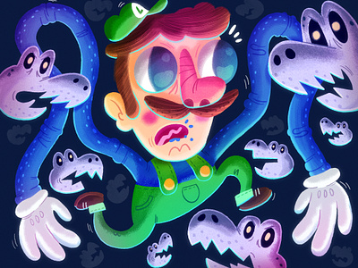 The Best Brother - Luigi Mario cartoon illustration nintendo super mario bros texture videogame
