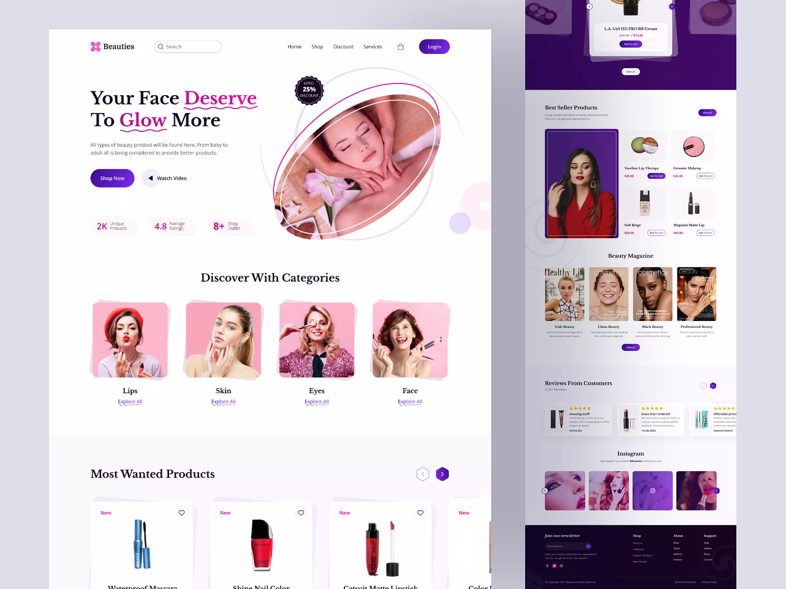 Beauty Product Website by Nasir Mahmud on Dribbble