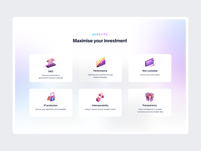 Wisdomise - Benefit Section 3d 3d icon app crypto defi defi cerypto design desktop finance fintech icon icons illustration landing logo ui ui design uidesign web website