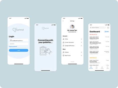 EHR Mobile Screens app clinical dashboard design ehr emr health healthcare login logo mobile mobile app mobile dashboard mobile design settings signin ui ux
