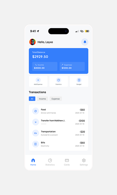 EXPENSE TRACKER APP ui