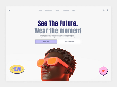 Second Iteration. Eye Wear glasses. agency website animation app best ui design branding design eye glass eye wear glasses illustration landingpagedesign logo ui website website design